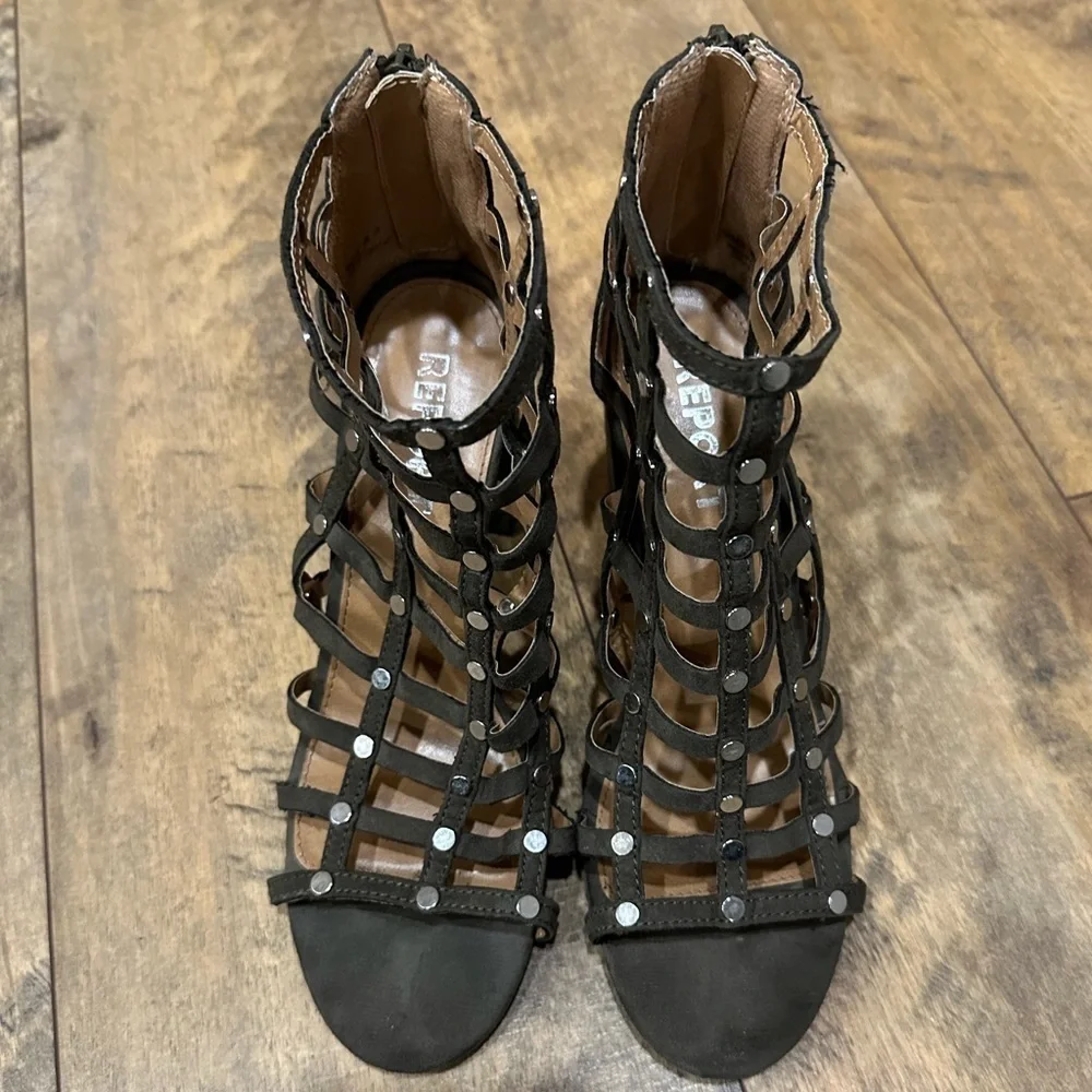 REPORT “Wesley” Studded Caged Heels, Size 8.5